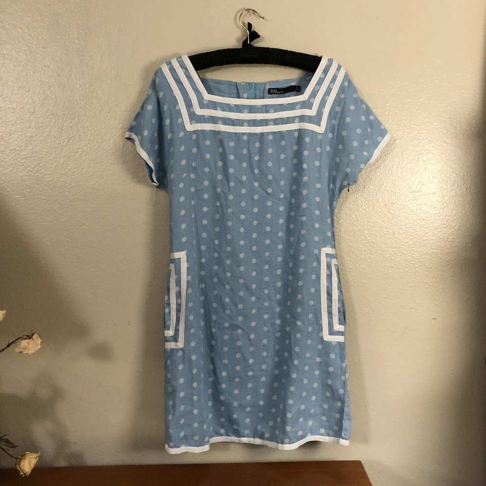 Cottagecore polkadot sailor-style dress w/ pockets